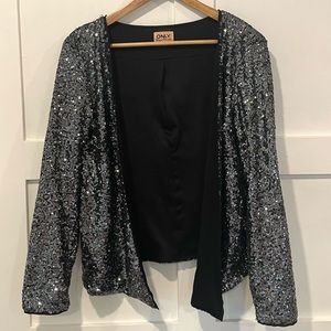 Only Open Front Sequin Blazer, Size Large
